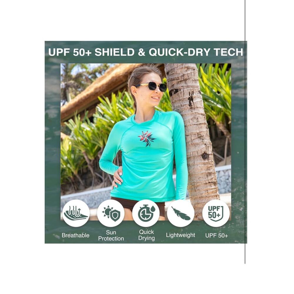 Kanu Surf Misses UPF 50+ Long Sleeved Active Rashguard & Workout Top Medium